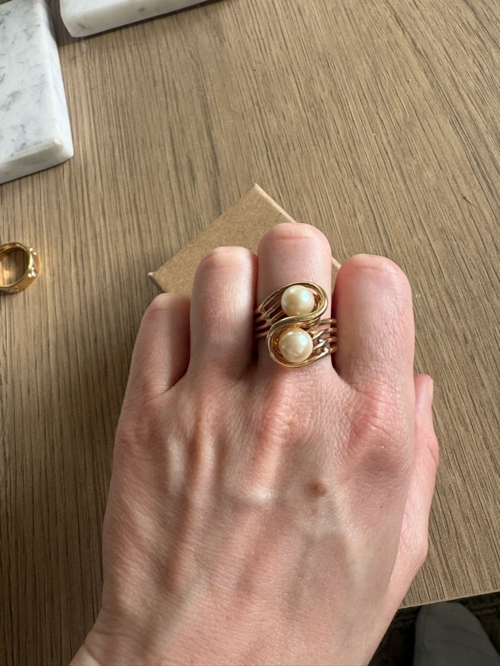 Vintage 18k Gold Electroplated Double-Stack Ring